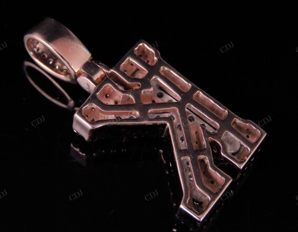 1.5" 1.5CTW Full Iced Out Natural Diamond Initial K Letter Pendant CustomDiamJewel