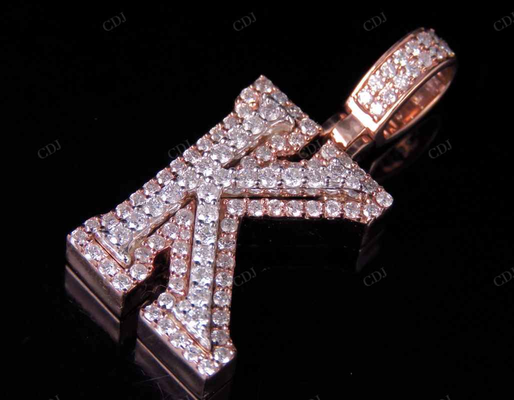 1.5" 1.5CTW Full Iced Out Natural Diamond Initial K Letter Pendant CustomDiamJewel
