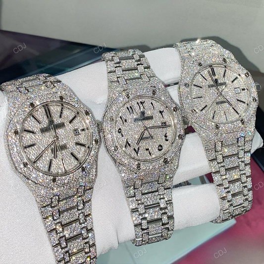 Full White AP Modified Belt Moissanite Diamond Set Hip Hop Watch hip hop jewelry CustomDiamJewel