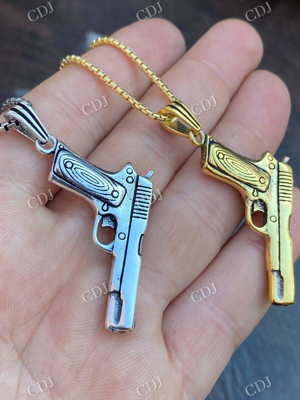 Yellow gold Gun Unique Style Pendant customdiamjewel