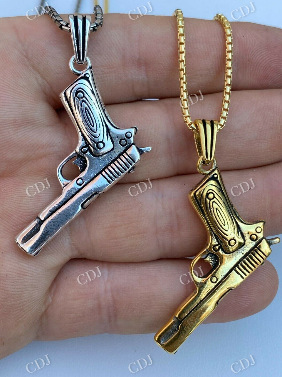 Yellow gold Gun Unique Style Pendant customdiamjewel