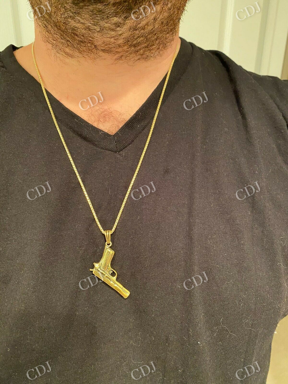 Yellow gold Gun Unique Style Pendant customdiamjewel