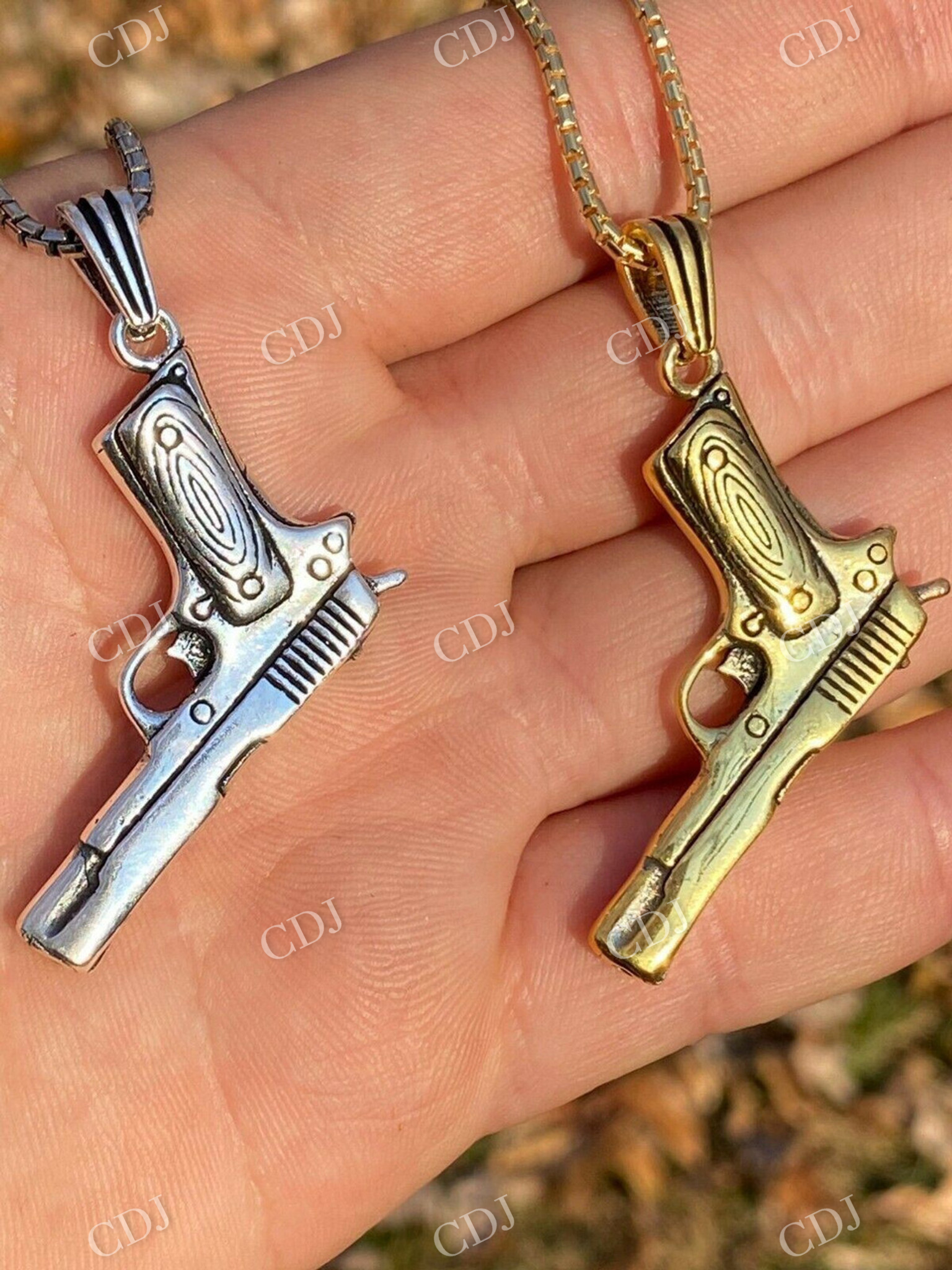 Yellow gold Gun Unique Style Pendant customdiamjewel