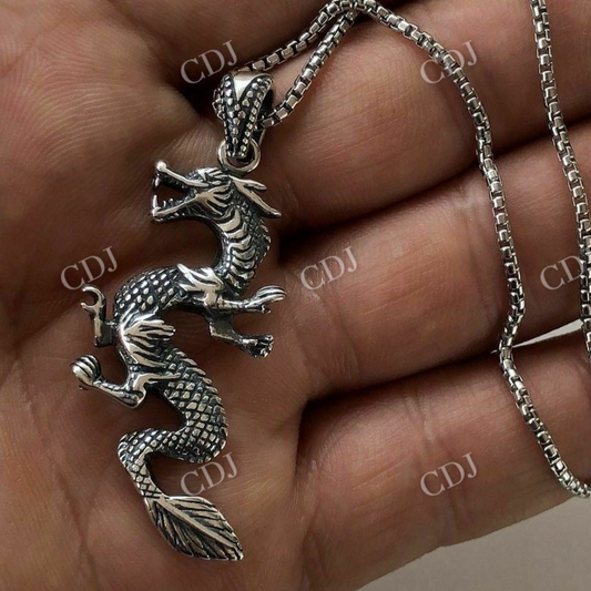 925 Silver Chinese Pagan Dragon Pendant  customdiamjewel   