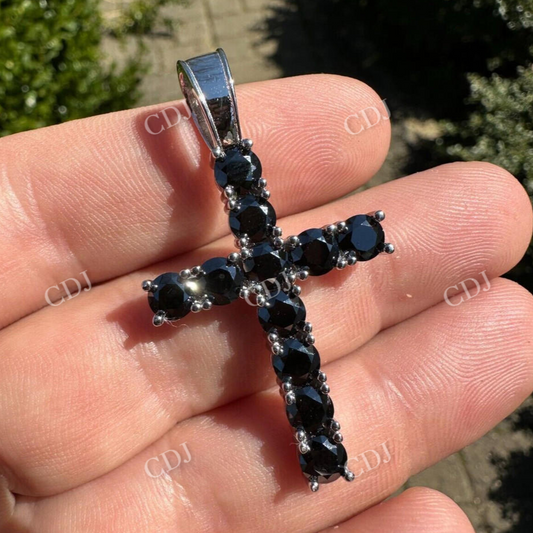 Black Stone Sterling Silver Cross Pendant  customdiamjewel   