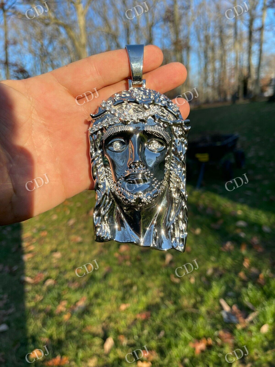 925 Sterling Silver Jesus Piece Pendant  customdiamjewel   