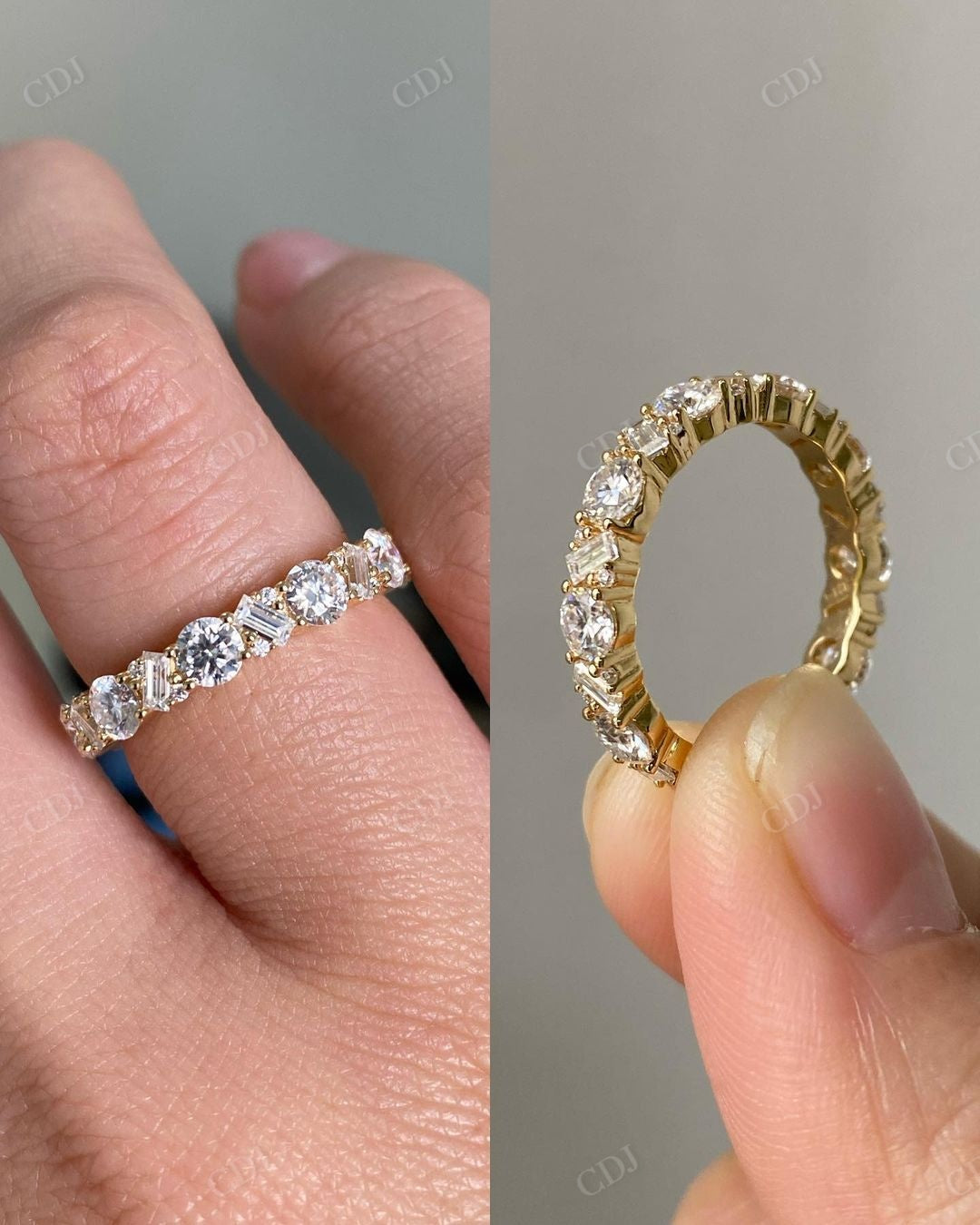 Baguette And Round Lab Grown Diamond Band