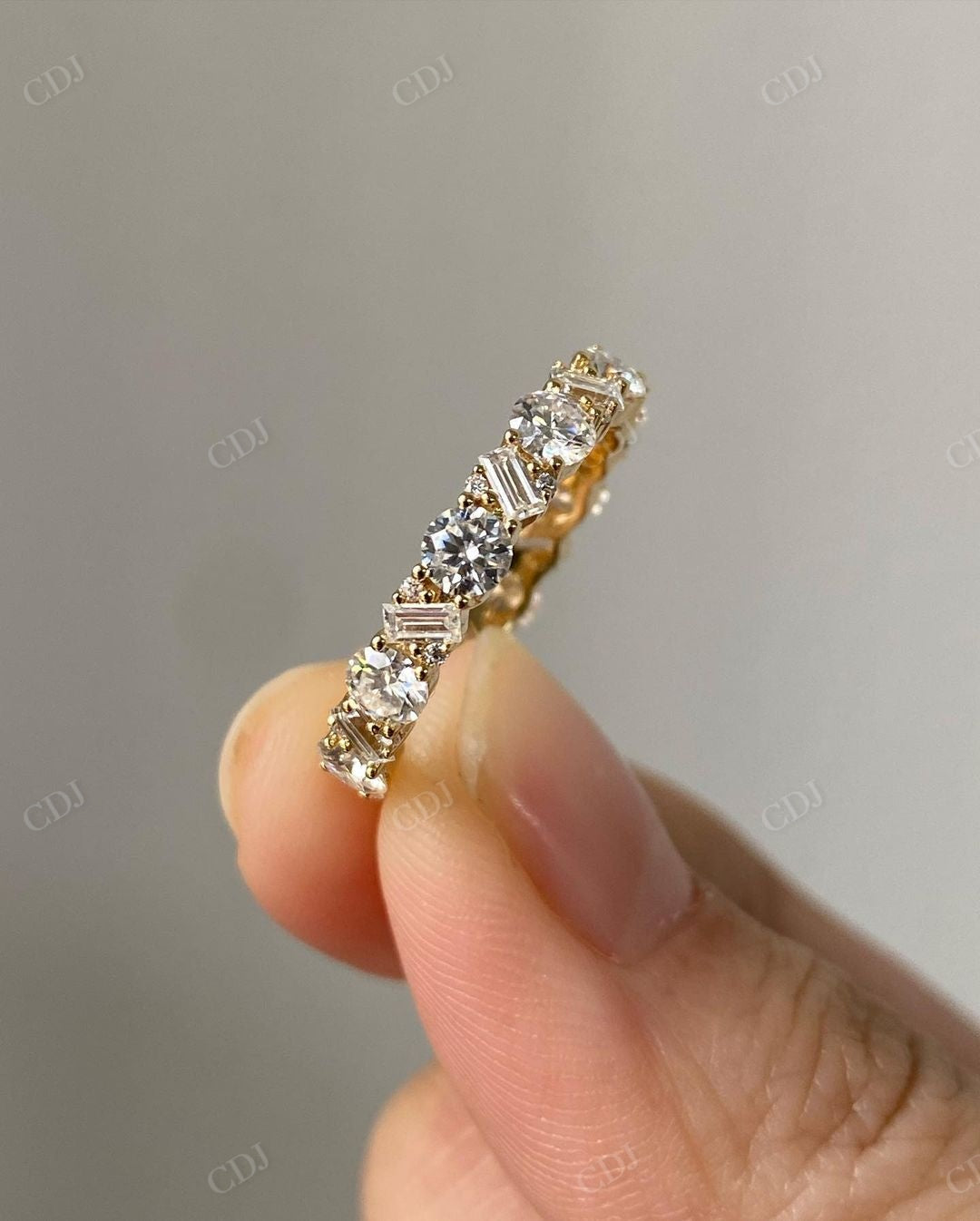 Baguette And Round Lab Grown Diamond Band
