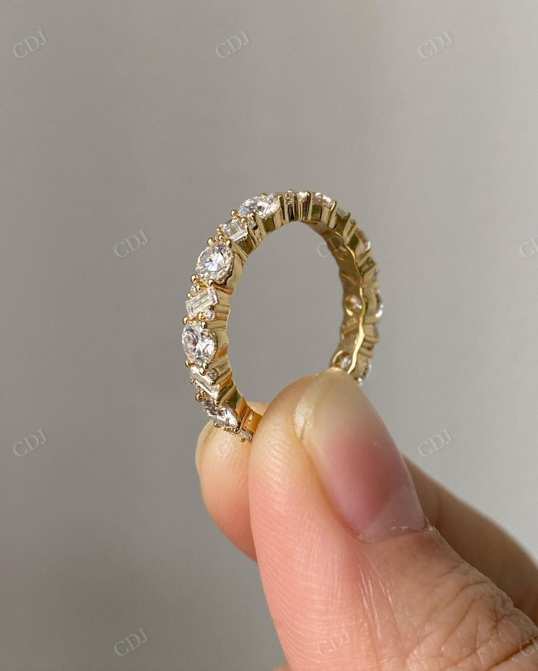 Baguette And Round Lab Grown Diamond Band
