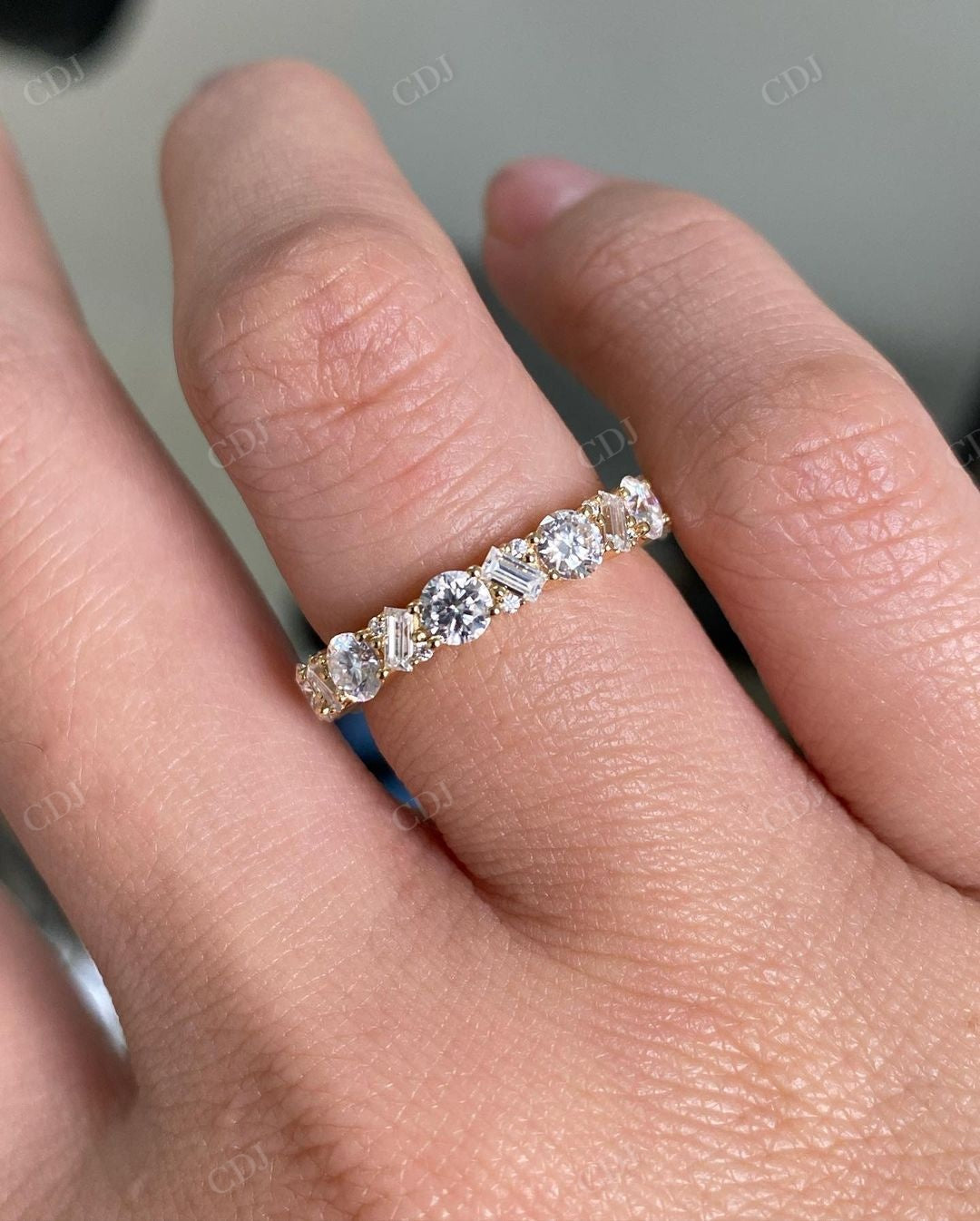 Baguette And Round Lab Grown Diamond Band