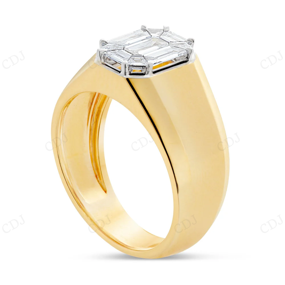 18Kt Emerald Moisanite Cluster Diamond Ring Engagement Ring CustomDiamJewel