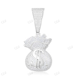 Iced Out Moissanite Diamond Sparkle Dollar Bag Pendant hip hop jewelry CustomDiamJewel