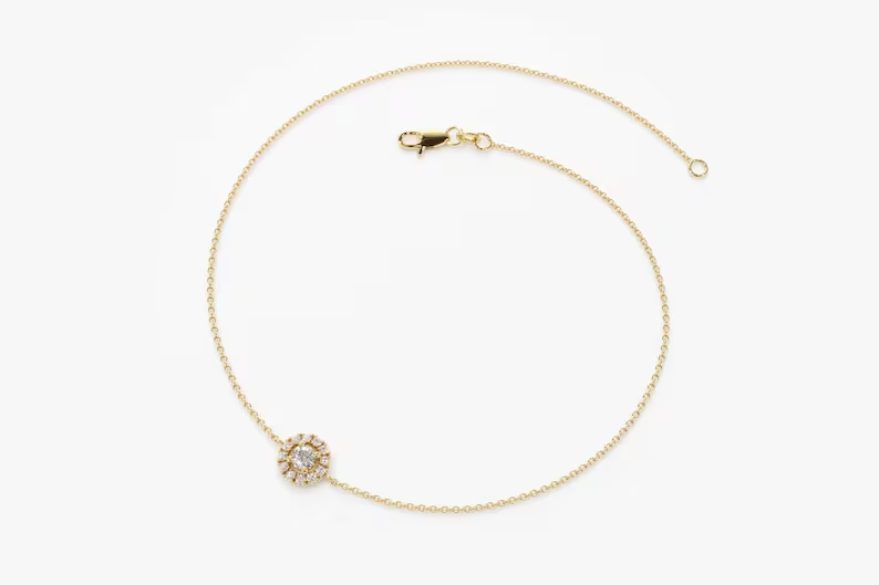 0.15CTW Moissanite Halo Set Diamond Bracelet  customdiamjewel   