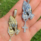 Praying Hands Cross Mens Diamond Pendant  customdiamjewel   