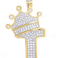 1.75" 10K Gold Diamond Crown Initial "I" Pendant CustomDiamJewel