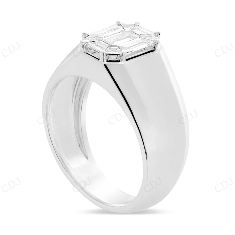 18Kt Emerald Moisanite Cluster Diamond Ring Engagement Ring CustomDiamJewel