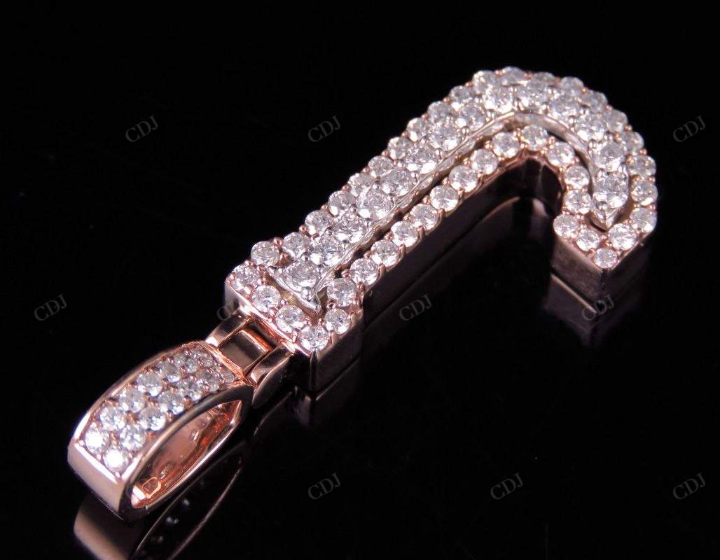 1.5" 1.05 CTW Two Tone Gold Diamond 3D Custom Initial 'J' Letter Pendant CustomDiamJewel