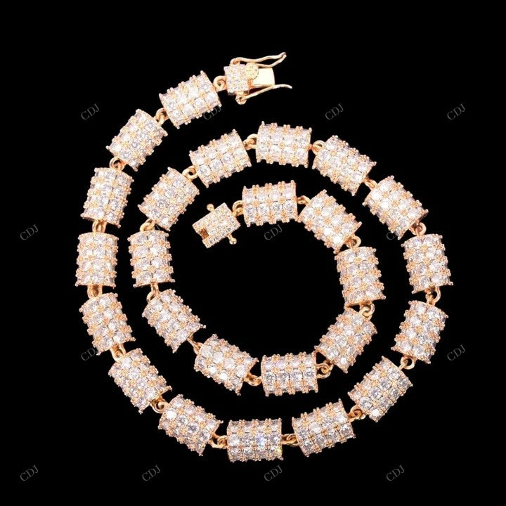 VVS Moissanite 925 Sterling Silver Gold Plated Chain CustomDiamJewel