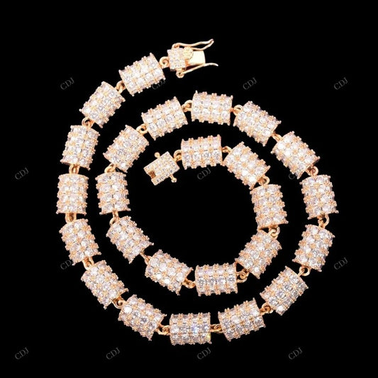 VVS Moissanite 925 Sterling Silver Gold Plated Chain CustomDiamJewel