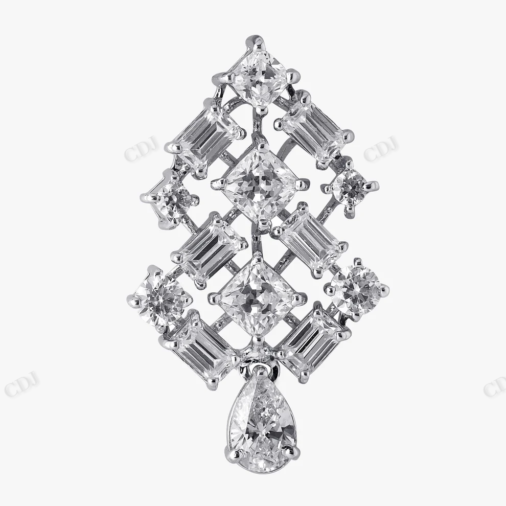 Sterling Silver Moissanite Baguette Pendant hip hop jewelry CustomDiamJewel