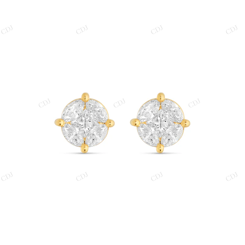 Medium Stud with Multi-Shape Moissanite Diamond Earring Stud earrings CustomDiamJewel