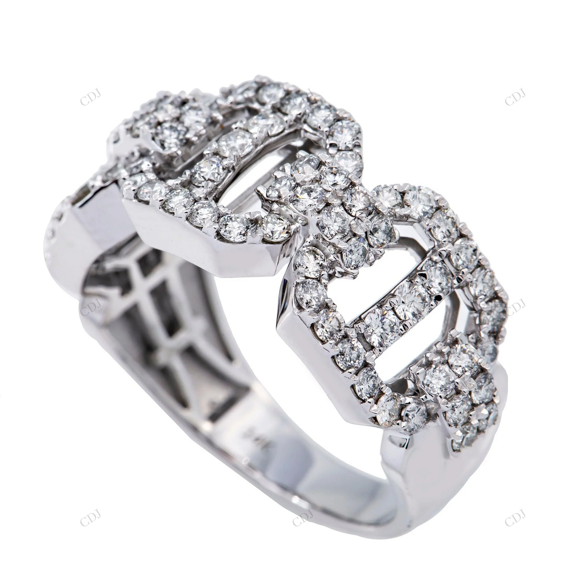 14k Iced Out Moissanite Cuban Link Ring hip hop jewelry customdiamjewel
