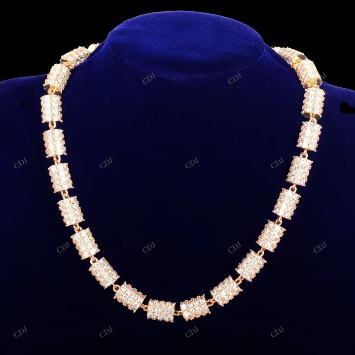 VVS Moissanite 925 Sterling Silver Gold Plated Chain CustomDiamJewel