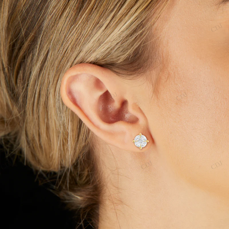 Medium Stud with Multi-Shape Moissanite Diamond Earring Stud earrings CustomDiamJewel