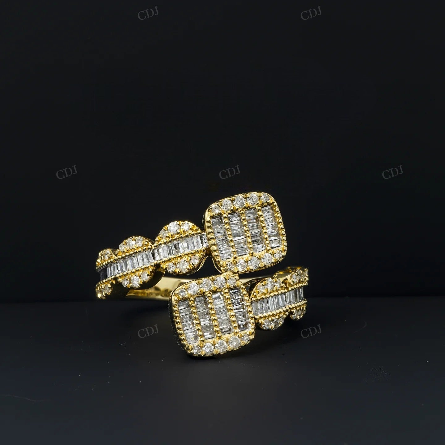 925 Silver Moissanite Baguette Wrap Ring Hip Hop Ring customdiamjewel
