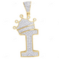 1.75" 10K Gold Diamond Crown Initial "I" Pendant CustomDiamJewel