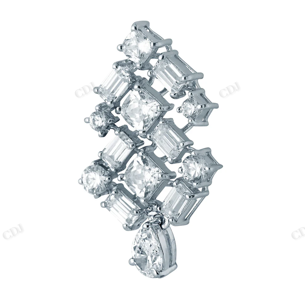 Sterling Silver Moissanite Baguette Pendant hip hop jewelry CustomDiamJewel