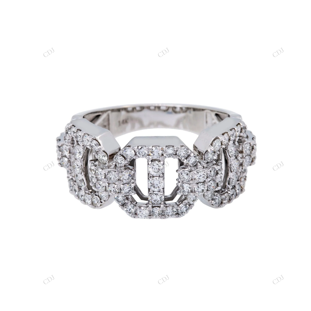 14k Iced Out Moissanite Cuban Link Ring hip hop jewelry customdiamjewel