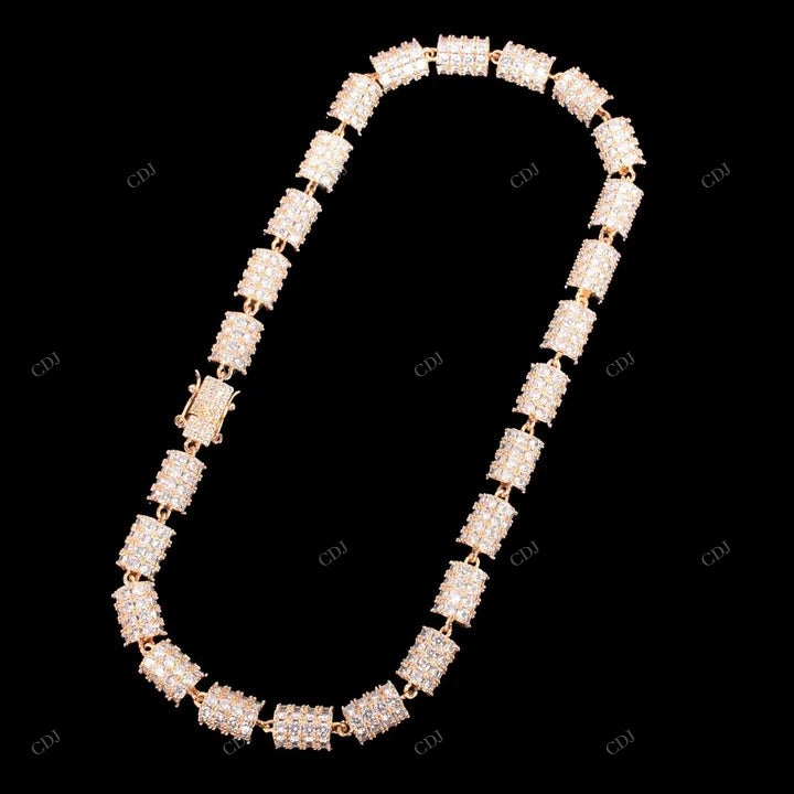 VVS Moissanite 925 Sterling Silver Gold Plated Chain CustomDiamJewel