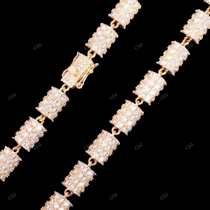 VVS Moissanite 925 Sterling Silver Gold Plated Chain CustomDiamJewel