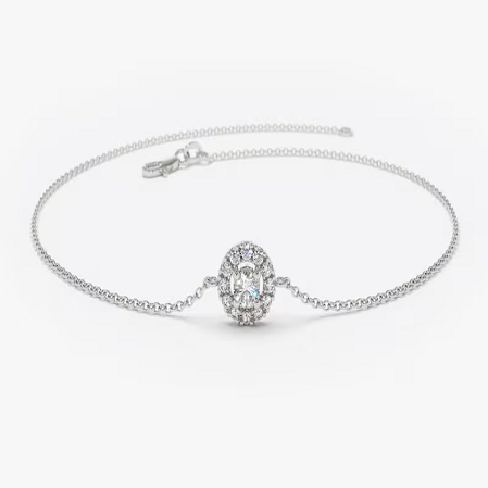 0.15CTW Moissanite Halo Set Diamond Bracelet  customdiamjewel Sterling Silver White Gold VVS-EF