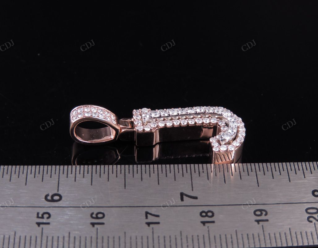 1.5" 1.05 CTW Two Tone Gold Diamond 3D Custom Initial 'J' Letter Pendant CustomDiamJewel