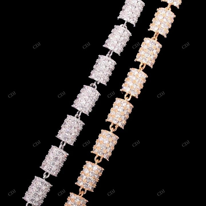 VVS Moissanite 925 Sterling Silver Gold Plated Chain CustomDiamJewel