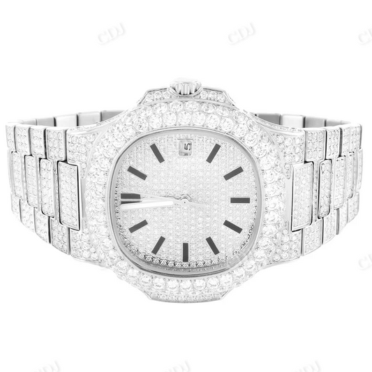 Fully Iced Out Round Diamond Men's Wrist Watch customdiamjewel