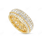 18k Yellow Gold Emerald & Round Diamond Men's Eternity Band hip hop jewelry CustomDiamJewel