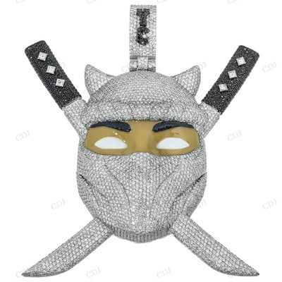 Moissanite Diamond Sterling Silver Ninja Logo Pendant hip hop jewelry CustomDiamJewel