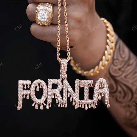 925 Sterling Silver Rose Gold And Yellow Gold Plated Custom Cursive Name Pendant hip hop jewelry CustomDiamJewel