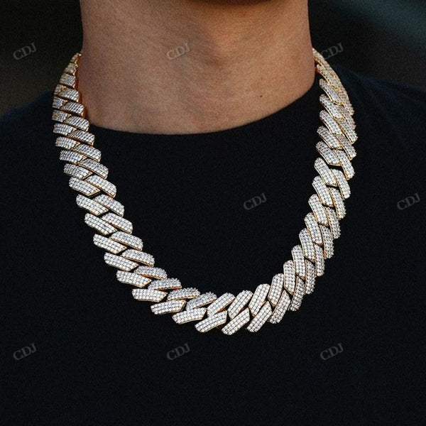 20MM Square Link Moissanite Silver Cuban Chain hip hop jewelry CustomDiamJewel