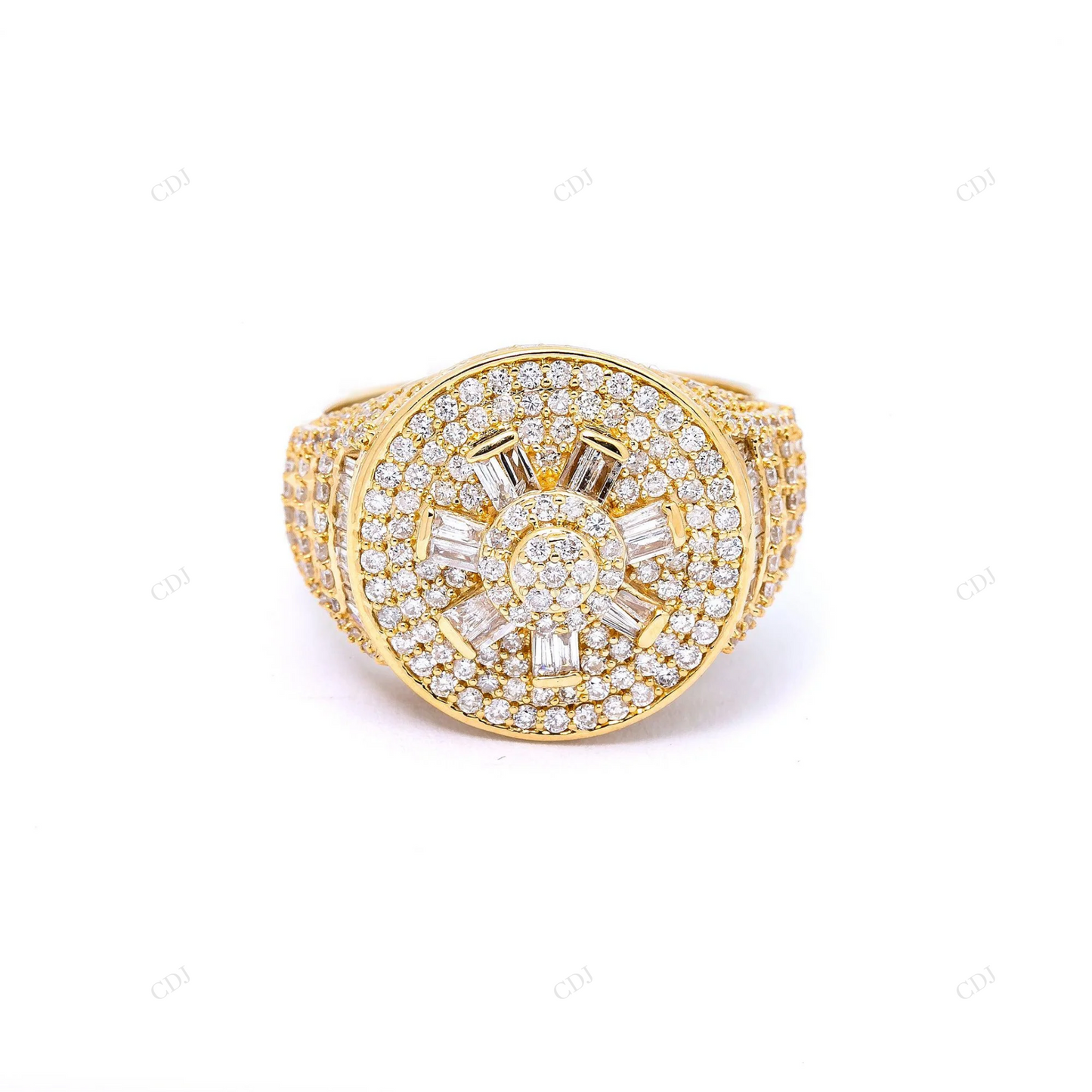 14K Yellow Gold Men's Silver Moissanite Ring hip hop jewelry customdiamjewel