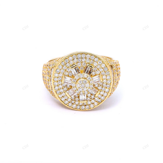 14K Yellow Gold Men's Silver Moissanite Ring hip hop jewelry customdiamjewel
