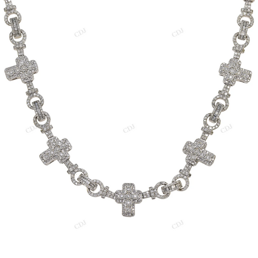12.16 CTW Round And Baguette Diamond Infinity Link Cross Chain hip hop jewelry CustomDiamJewel