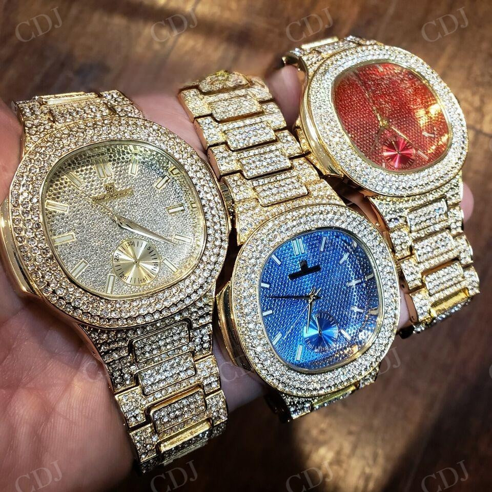 Lab Grown Diamond Patek Philippe Hip Hop Wrist Watch customdiamjewel