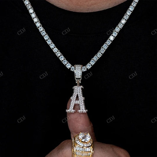 Unique 925 Sterling Silver Initial Pendant hip hop jewelry CustomDiamJewel