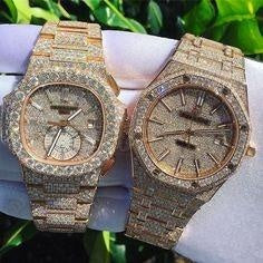 Full Yellow VVS Natural Diamond Studded Patek Philippe Watch For Men customdiamjewel