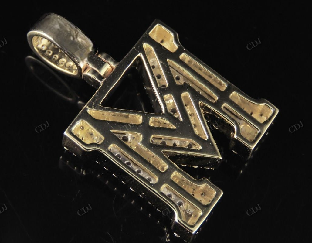1.5CTW 10k Solid Gold Diamond 3D Initial M Letter Pendant CustomDiamJewel