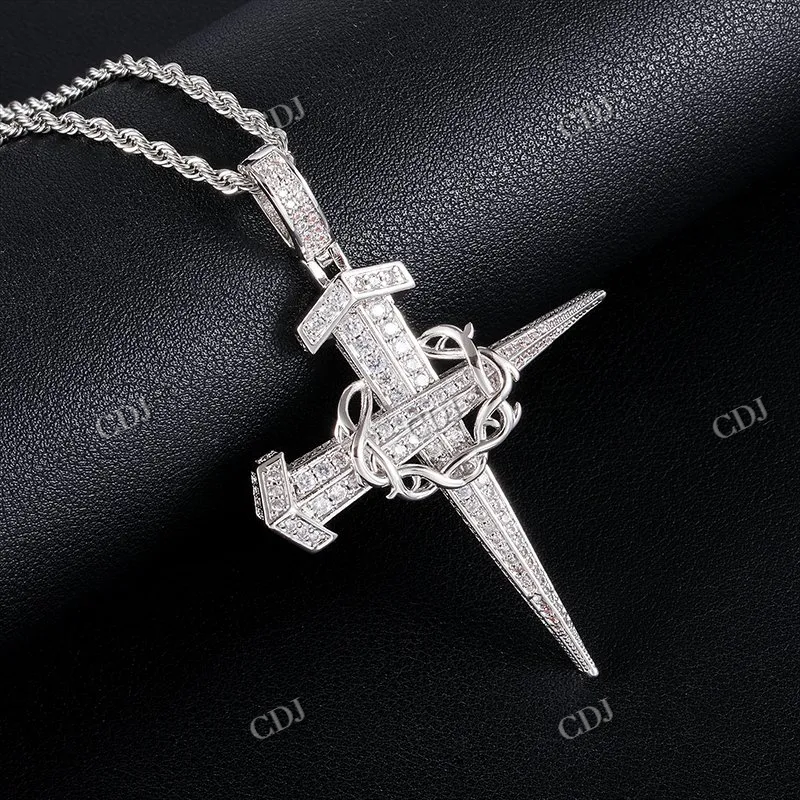 Cross Design Solid Gold Hip Hop Pendant For Men hip hop jewelry CustomDiamJewel